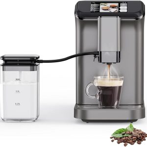 Fully Automatic Espresso Coffee Machine,20 Bar Espresso & Coffee Machine with Milk Frother and Adjustable Espresso Bean Grinder, 1.5L Serve Coffee Maker with Touch Screen for Home Barista