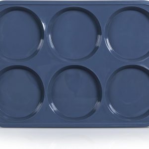4 Inch Jumbo Silicone Muffin Top Pan with Metal Frame, Non Stick Silicone Egg Mold for Oven, Large  Pie Baking Pan with Handle for English Breakfast Sandwich, Egg Bite, Bun Tart, Grey