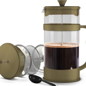 34 Ounce 1 Liter French Press Coffee Maker, Tea Maker, Travel Coffee Presses, Heat Resistant Thickened Borosilicate Coffee Pot for Camping Travel Gifts, Gold Pack of 1