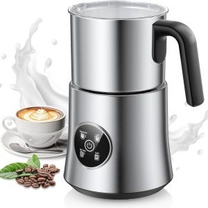 Milk Frother, 4 in 1 Milk Frother and Steamer, Automatic Warm and Cold Foam Maker, Hot Chocolate Maker, Electric Frother for Coffee, Cappuccino, Latte, Choc, Silver